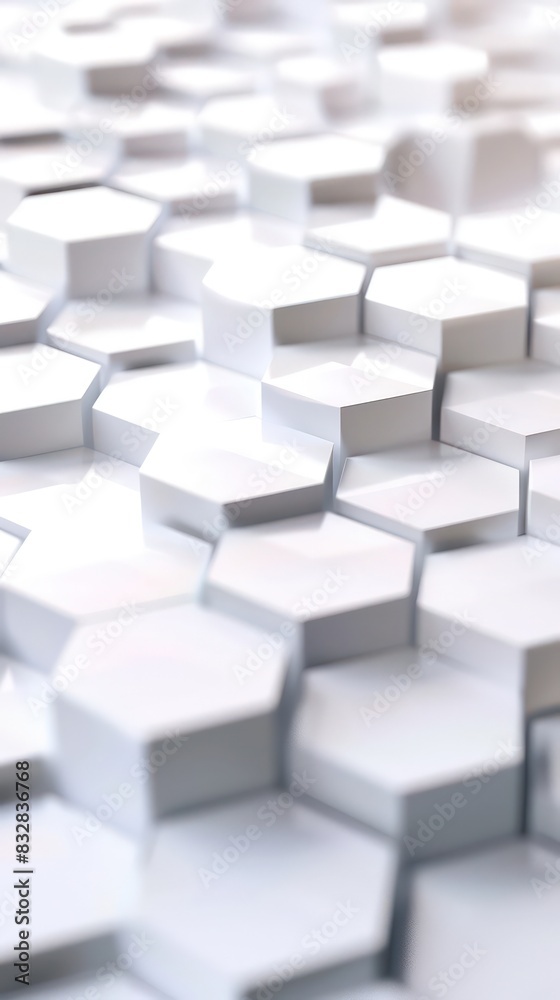 White hexagonal geometric 3d pattern creates a seamless mosaic for a sleek, futuristic wallpaper design element White hexagonal geometric 3d pattern creates a seamless mosaic for a sleek, futuristic wallpaper design element