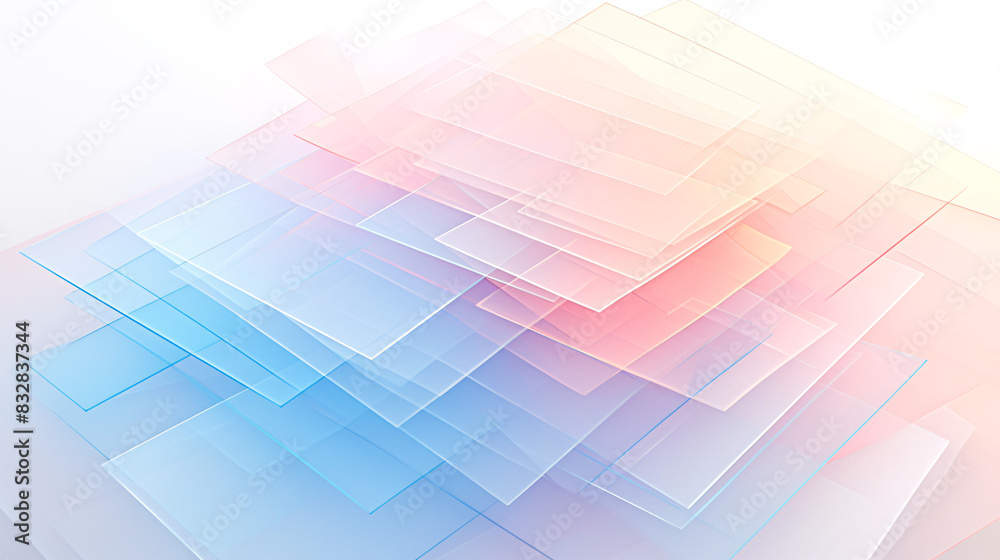 Obraz premium A sleek presentation background showcasing 3D geometric shapes in a pastel color palette, providing a stylish and professional abstract design