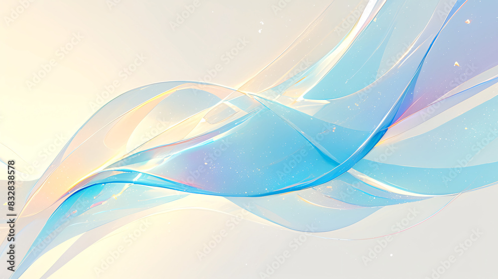 Obraz premium An elegant abstract design featuring gentle, sweeping curves in soft pastel colors, ideal for copy space