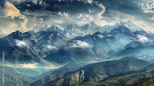 A breathtaking sight of the mountains and clouds
