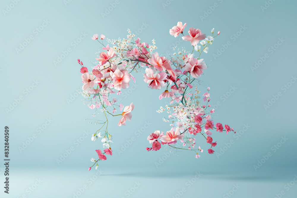 Japanese cherry blossom branch with pink flowers in spring Japanese cherry blossom branch with pink flowers in spring