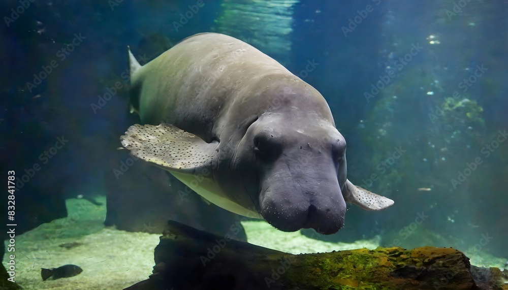 Fototapeta premium a manatee swimming in an aquarium