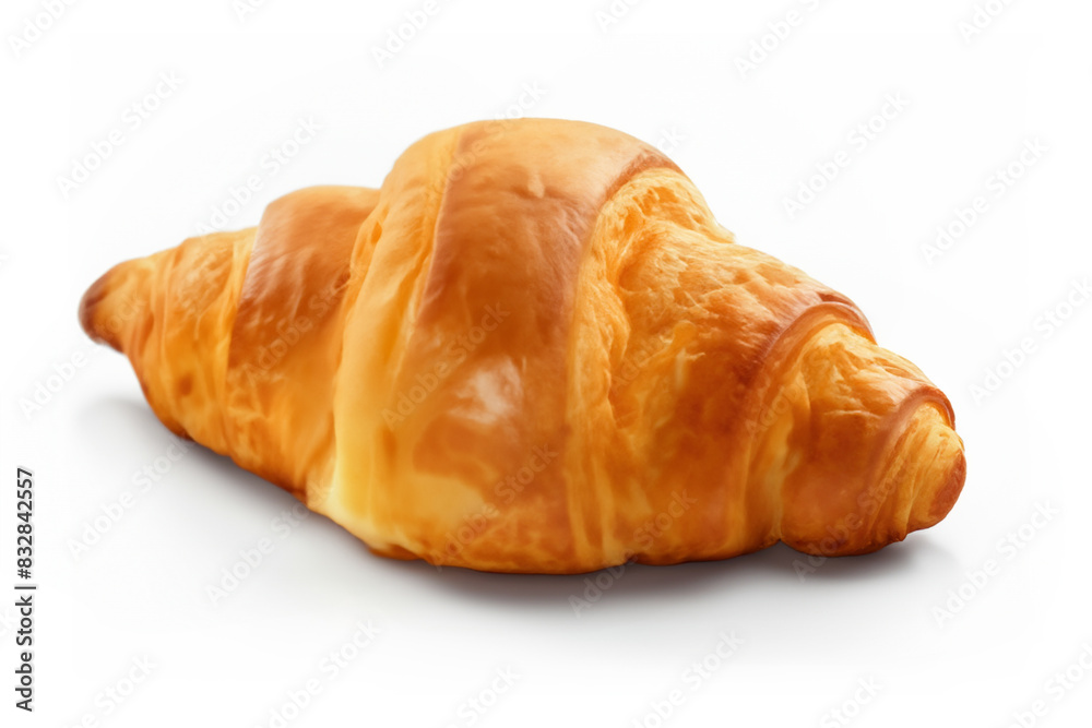 Close-up shot of croissant isolated on white background. Close-up shot of croissant isolated on white background.