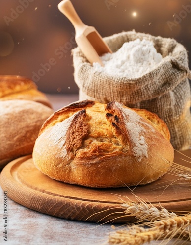 Obraz na płótnie loaf of bread and flour w salonie
