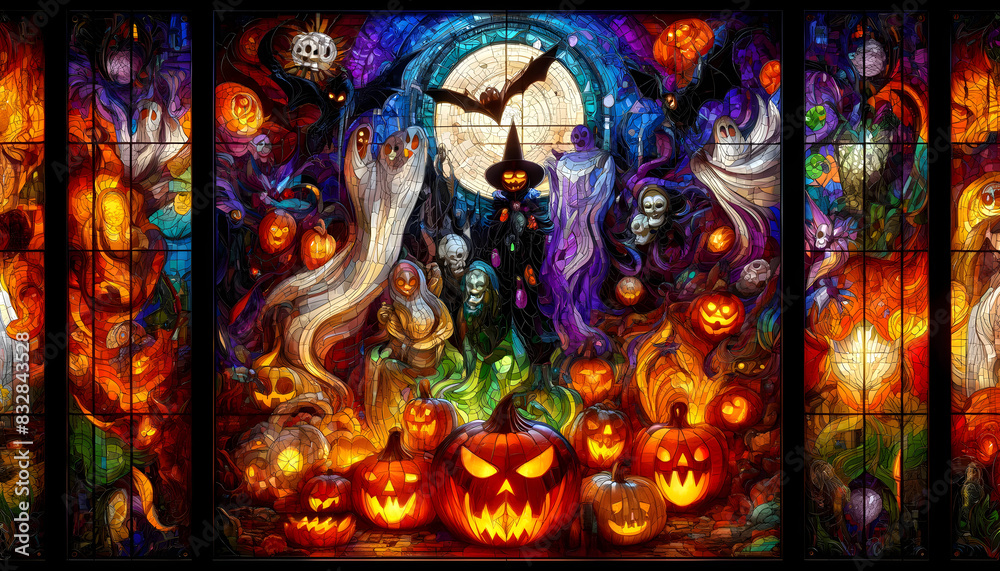 Obraz premium Stained glass picture of Halloween