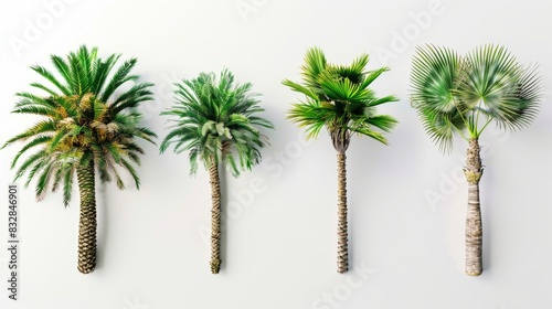 Four Different Types of Palm Trees Generative AI