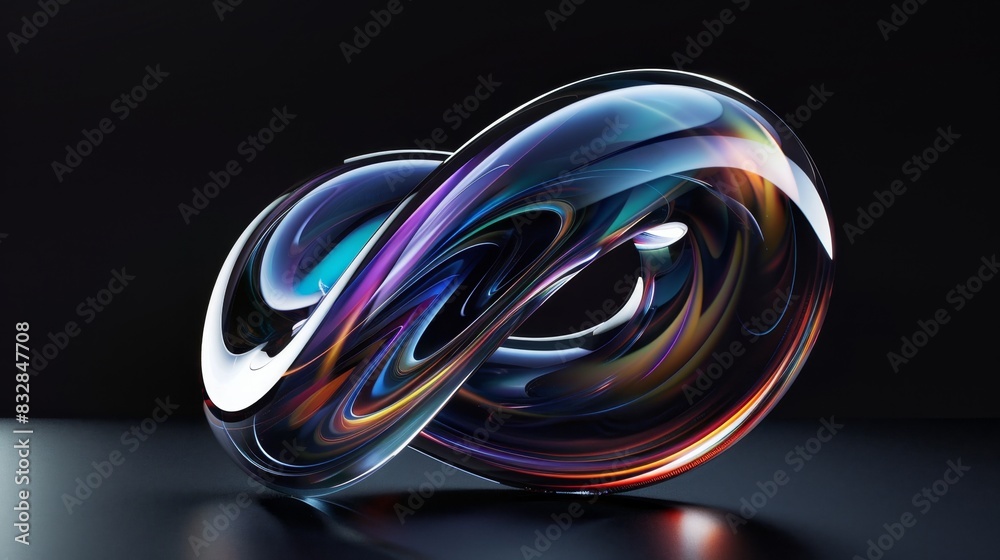 Abstract Colorful Infinity Loop Sculpture on Black Background, Generative AI Abstract Colorful Infinity Loop Sculpture on Black Background, Generative AI