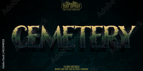 Cemetery editable text effect, customizable horror and tomb 3D font style