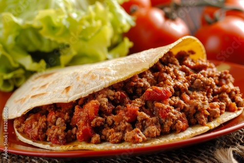 Exquisite close up of authentic mexican tacos, showcasing traditional culinary delight