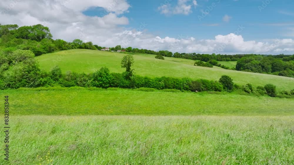 Meadows, Farms and Fields over Torquay from a drone, Devon, England Meadows, Farms and Fields over Torquay from a drone, Devon, England