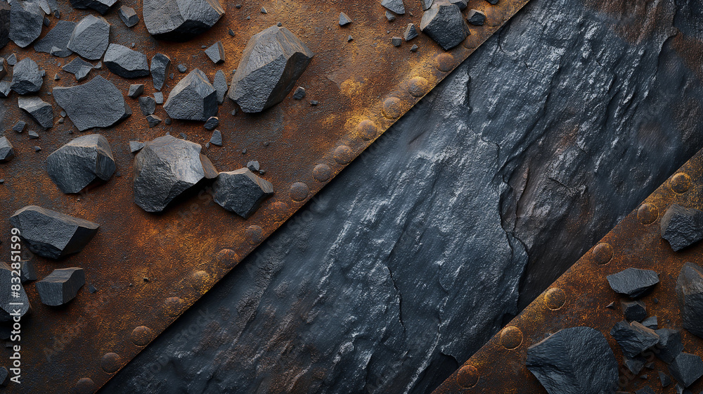 Natural stone and metal background Natural stone and metal background
