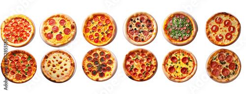 Assorted Variety of Pizzas on White Surface