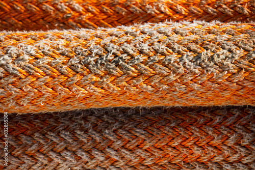 Extreme close up view of large Nylon ropes
