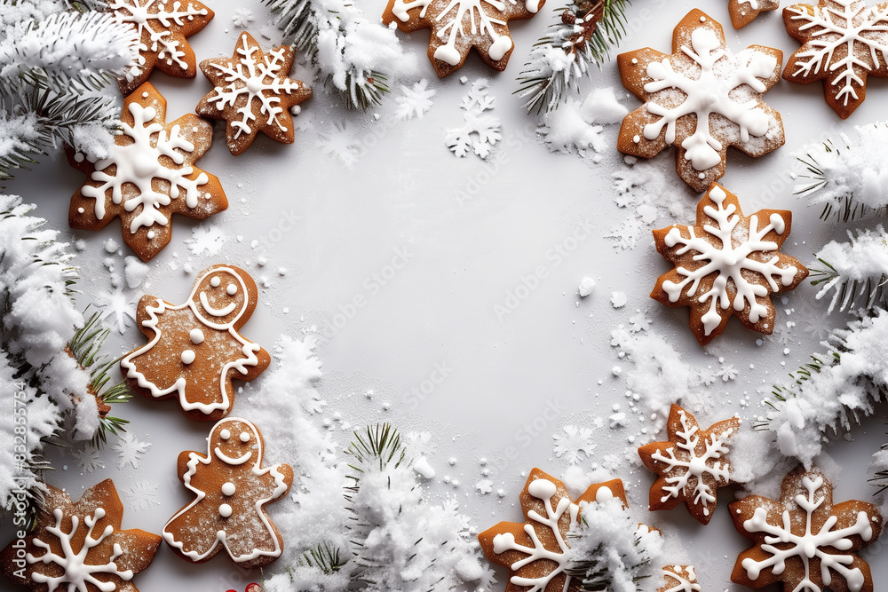 Group of Christmas Cookies on Snow Covered Ground Group of Christmas Cookies on Snow Covered Ground