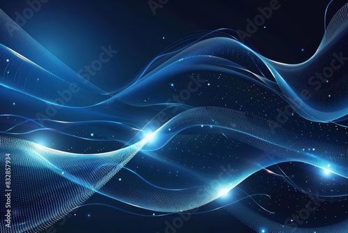 futuristic technology abstract background glowing blue digital lines and curves vector illustration