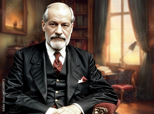 Sigmund Freud, was an Austrian neurologist, psychoanalyst and philosopher, founder of psychoanalysis photo