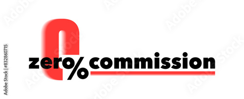 Zero commission logo design with zero and percent sign. Design concept of down payment installment, nil number, free trial period, interest rate. Vector illustration