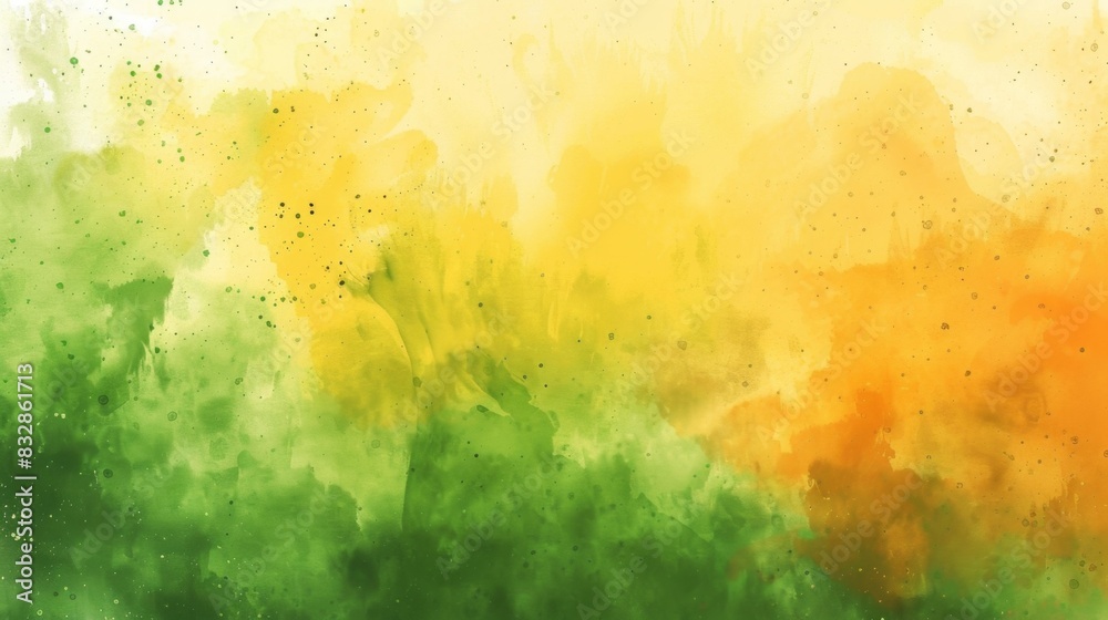 Abstract Green and Yellow Watercolor Background, Generative AI