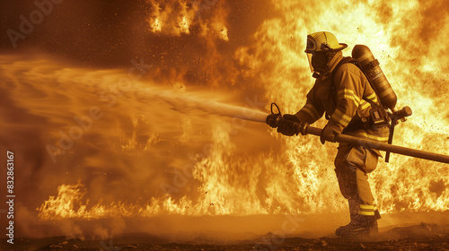 fireman fighting fire