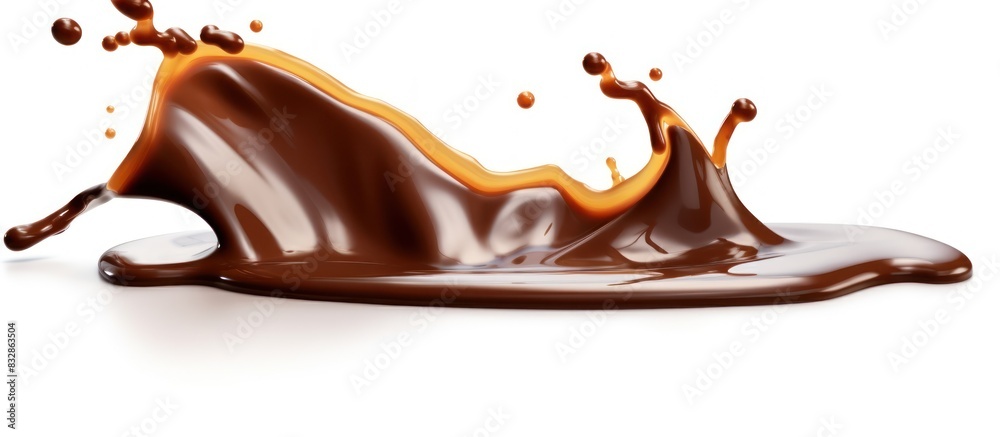 Melted chocolate dripping on white background Melted chocolate dripping on white background