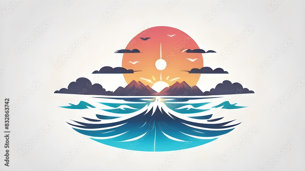 Marine themed logo icon symbol emblem on white background, Generative AI Marine themed logo icon symbol emblem on white background, Generative AI