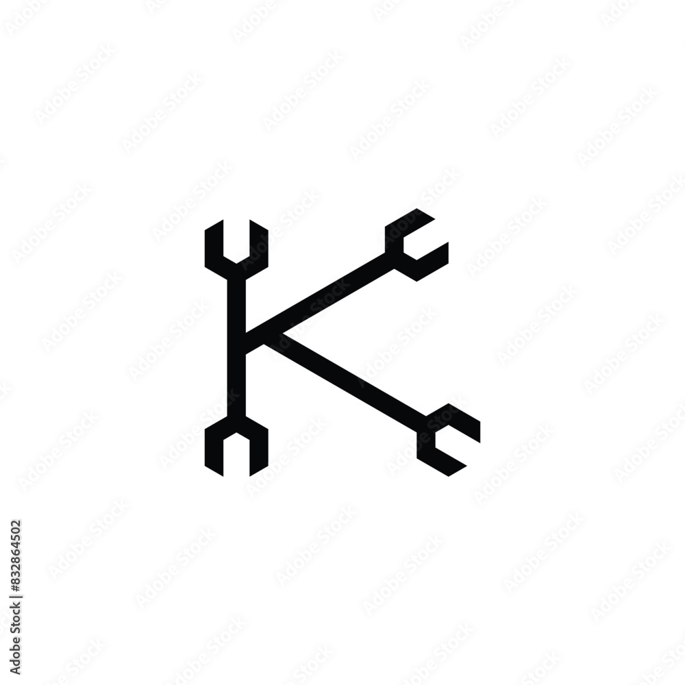 letter K wrench simple symbol logo vector letter K wrench simple symbol logo vector
