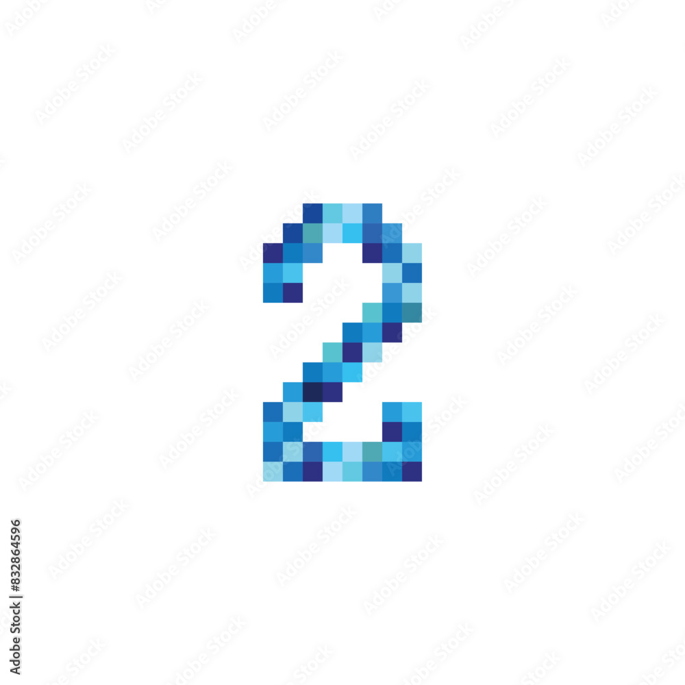 number 2 pixels blue simple vector logo symbol number 2 pixels blue simple vector logo symbol