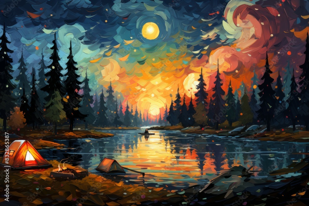 Fototapeta premium Camping - Generative AI