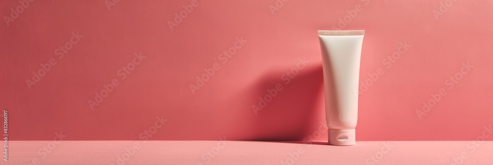 White hand cream bottle on a homogeneous background White hand cream bottle on a homogeneous background