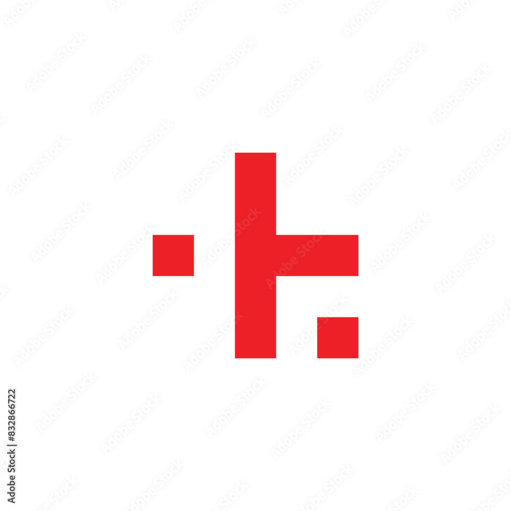 letter t plus, red simple vector logo symbol letter t plus, red simple vector logo symbol
