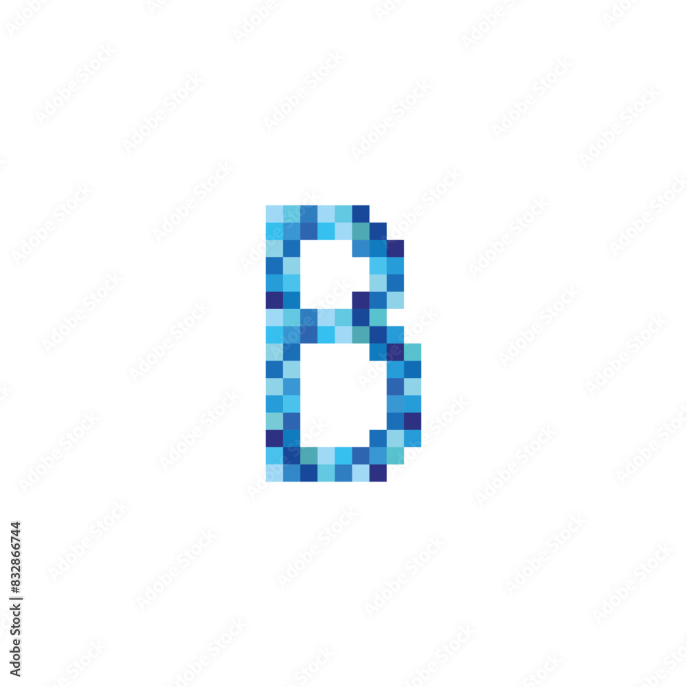 letter B pixels, blue simple vector logo symbol letter B pixels, blue simple vector logo symbol