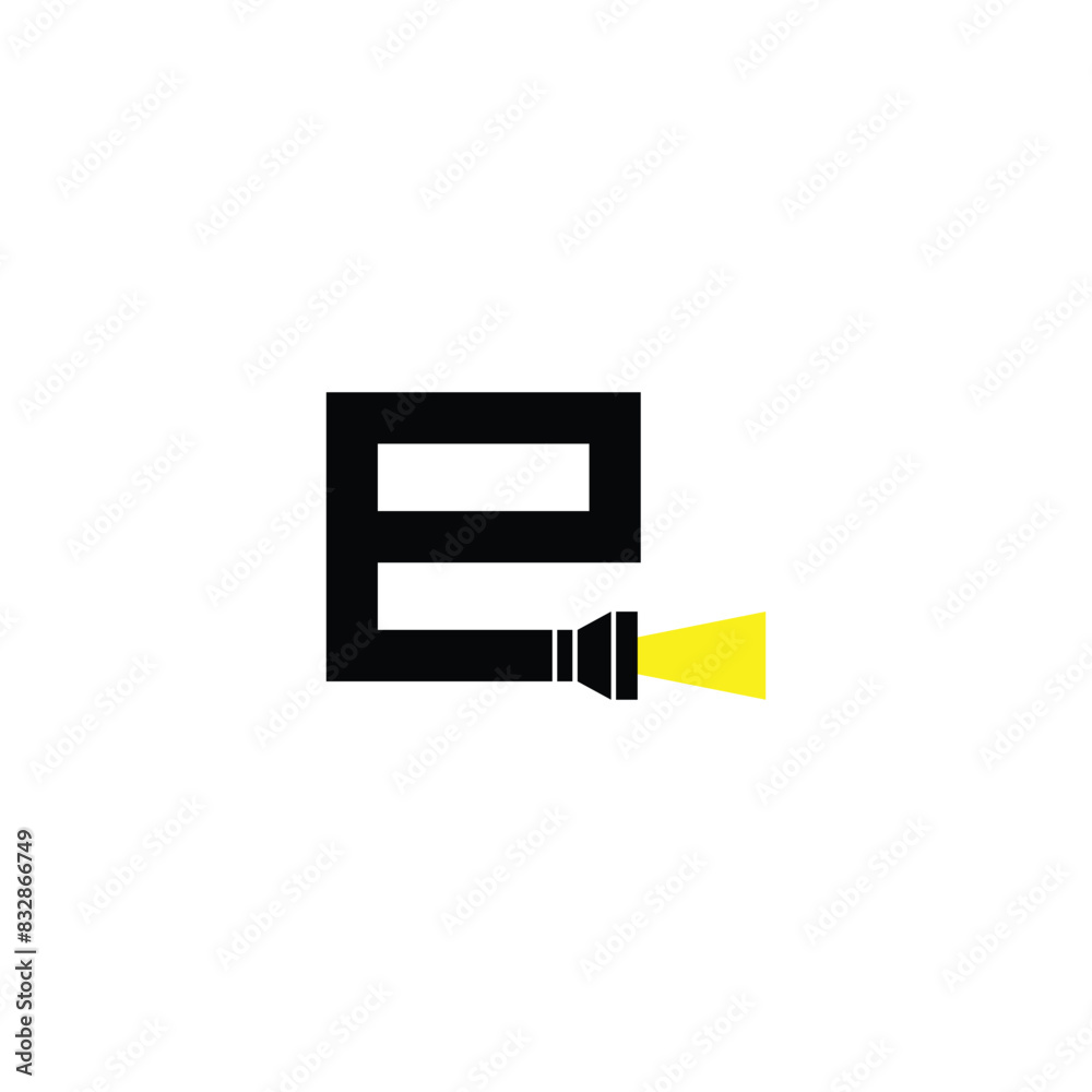 letter e simple flashlight symbol logo vector letter e simple flashlight symbol logo vector