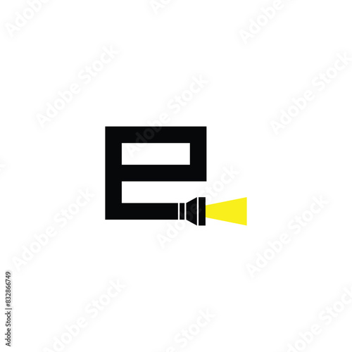 letter e simple flashlight symbol logo vector