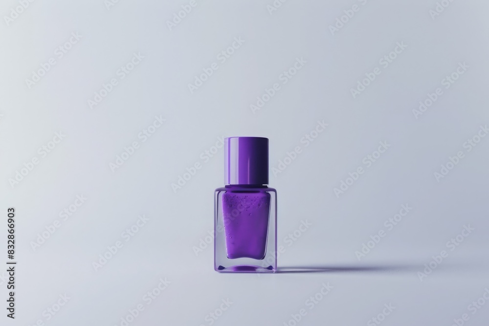 bottle of purple nail polish on plain white background from Generative AI bottle of purple nail polish on plain white background from Generative AI