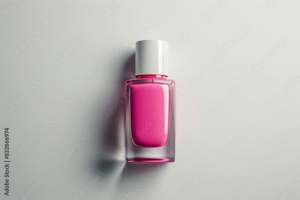 bottle of pink nail polish on plain white background from Generative AI bottle of pink nail polish on plain white background from Generative AI