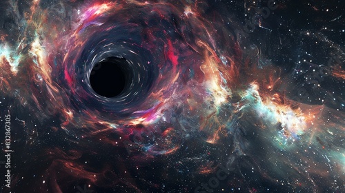 Cosmic Abstract Black Hole with Nebula and Vibrant Stars
