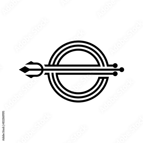 Letter E trident logo design icon vector illustration. Letter E with trident monogram icon concept.