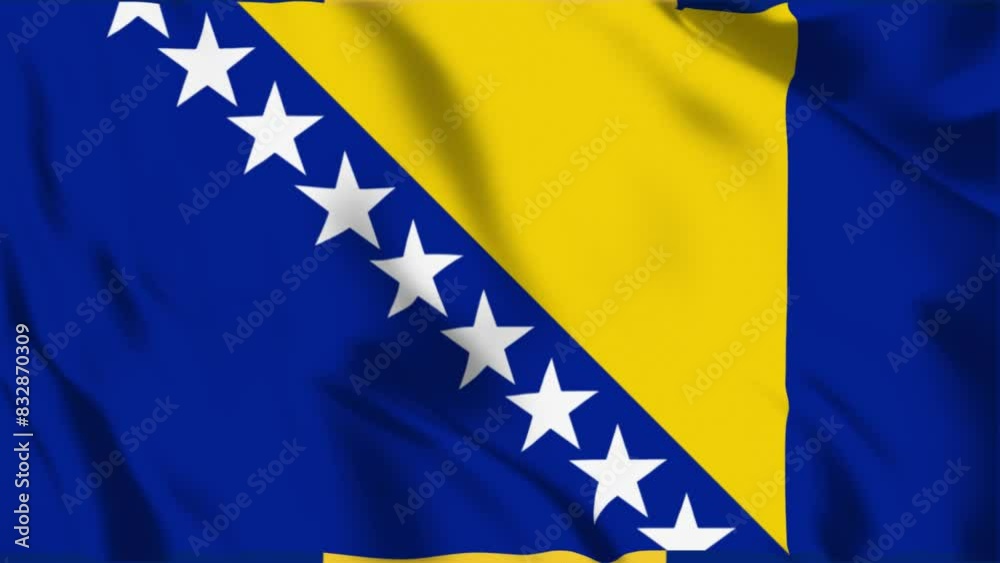 Bosnia and Herzegovina Waving Flag Hight Quality , For Youtube and Other Social Media Use 