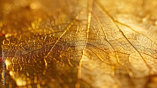 Gleaming gold leaf texture close-up photo