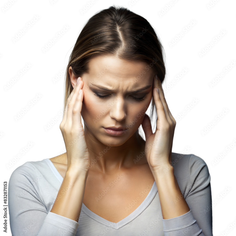 Young Woman Holding Head in Pain While Suffering From a Headache Young Woman Holding Head in Pain While Suffering From a Headache