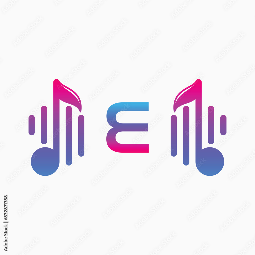 Obraz premium letter E Logo with Pulse music player element. Logo template electronic music, equalizer, dj, nightclub, disco. Audio wave logo concept, Multimedia