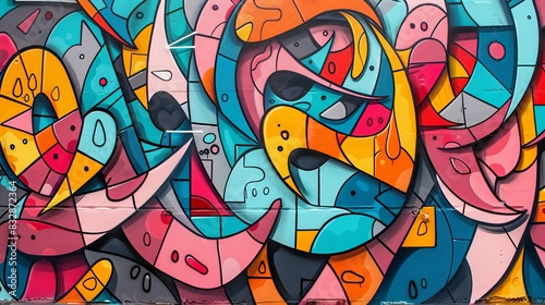 Wallpaper Mural Vibrant urban graffiti pattern with colorful tags and street murals, inspired by street culture Torontodigital.ca