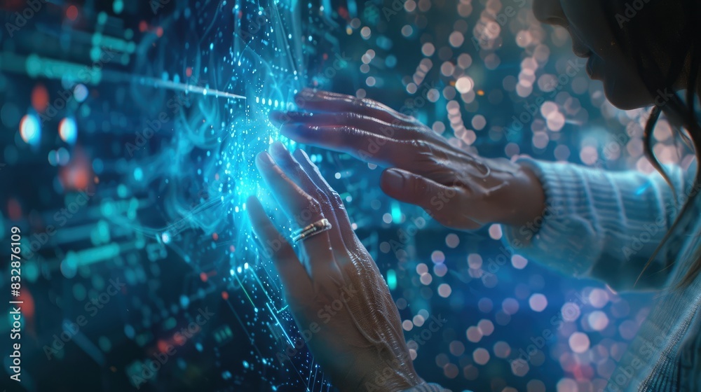 Woman hand touching The metaverse universe,Digital transformation ...