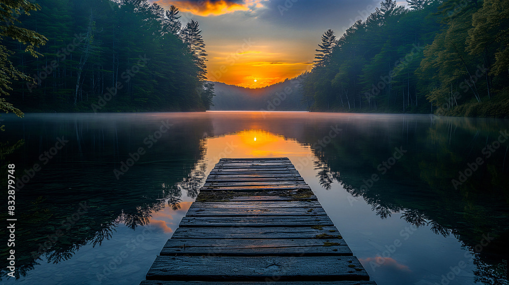 Twilight Serenity: New England Lake at Dusk