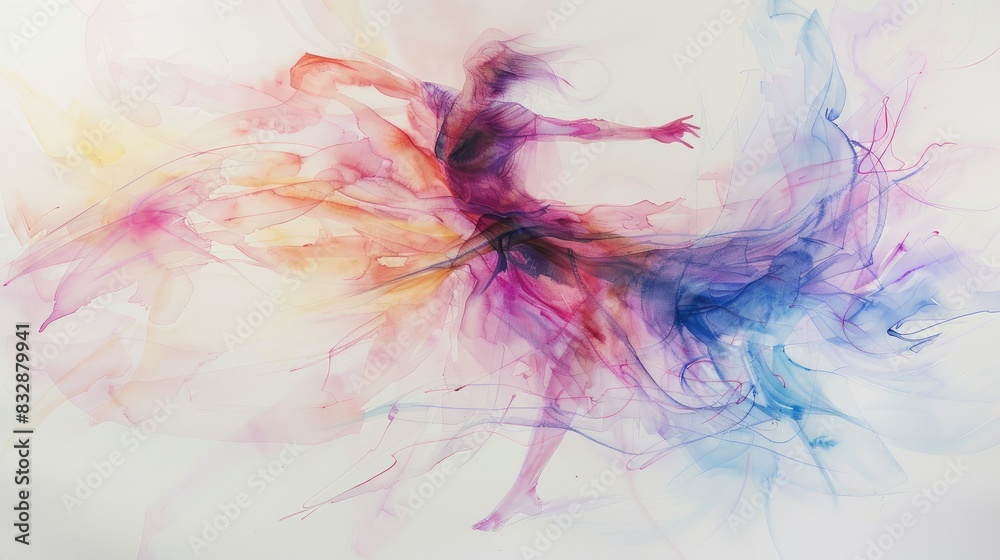Delicate watercolor strokes in ethereal dance