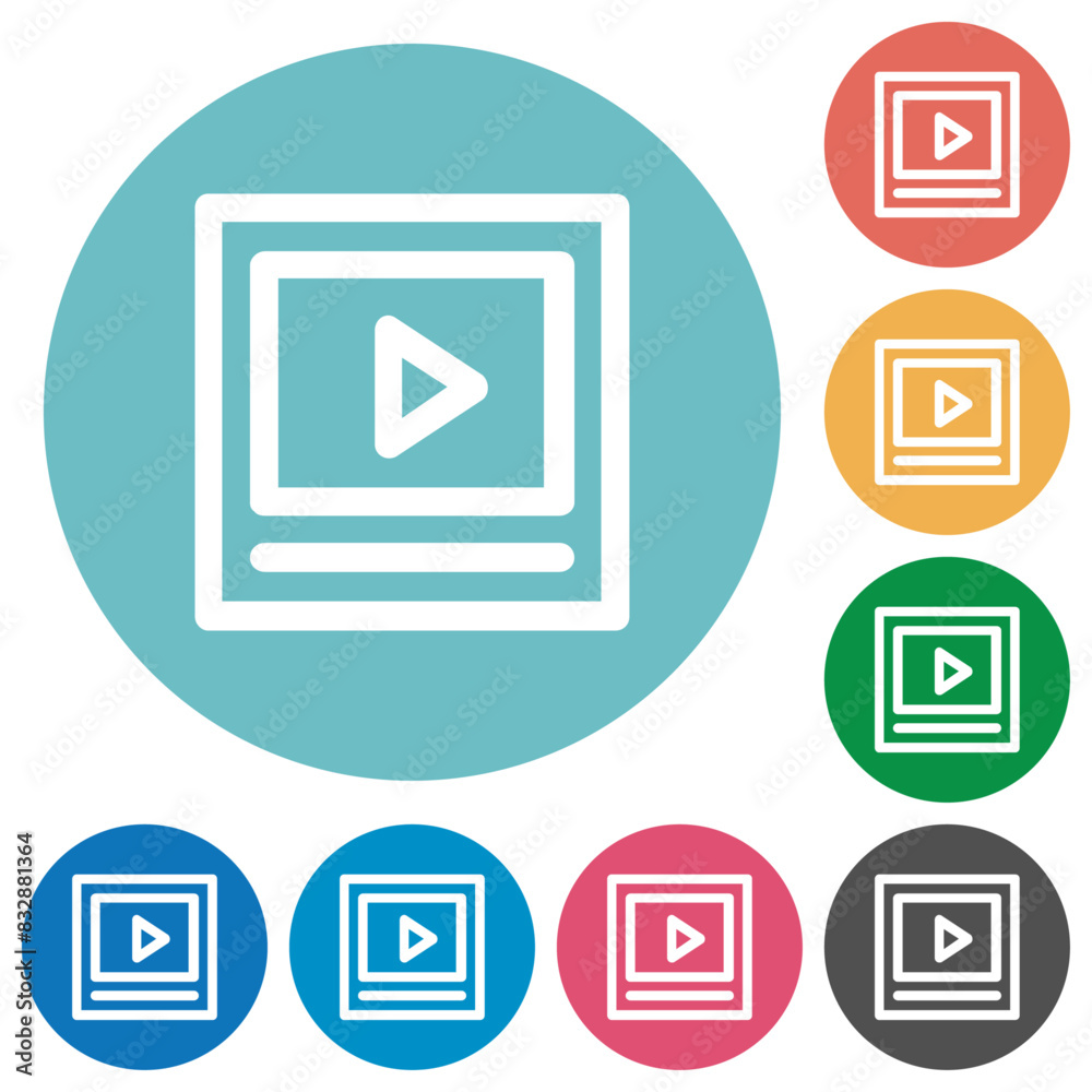 Playing video outline flat round icons Playing video outline flat round icons