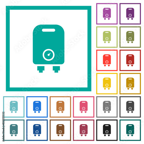 Boiler solid flat color icons with quadrant frames