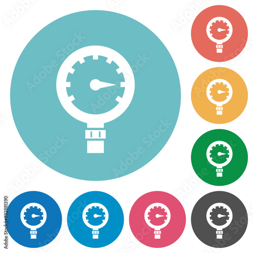 Pressure gauge high pressure flat round icons