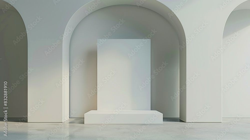 Mockup Poster Display in Modern Minimalist Living Room: 3D Rendering Mockup Poster Display in Modern Minimalist Living Room: 3D Rendering