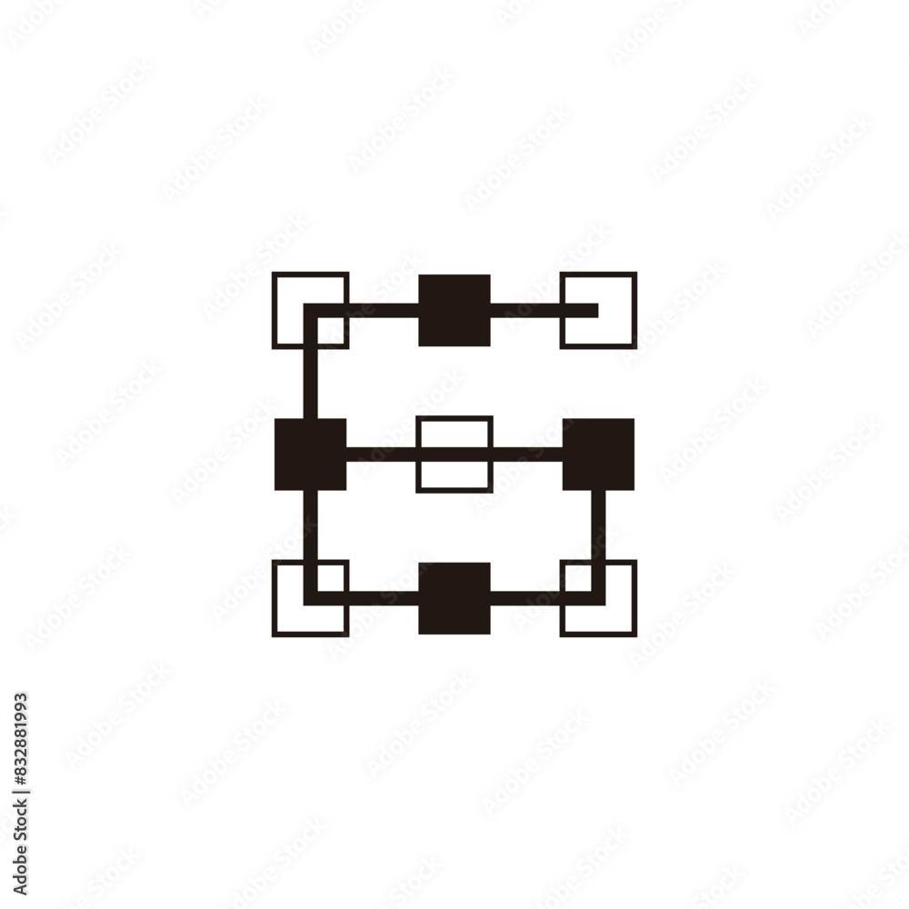 Fototapeta premium number 6 square lines geometric symbol simple logo vector